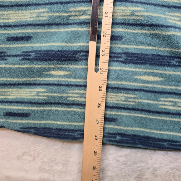 Eddie Bauer Fleece Shirt Mens Medium Teal Blue Native Stripe Pattern Colorful - Picture 8 of 10